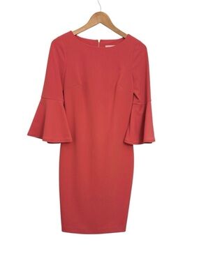 Calvin Klein Coral Bell-Sleeve Sheath Dress
